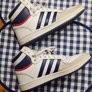 adidas Men’s White Navy Red High-Top Sneakers